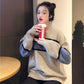 Autumn and Winter Pullover Crew Neck Sweater Korean Style College Style Color Matching Male and Female Students Loose Lazy Knit Jacket