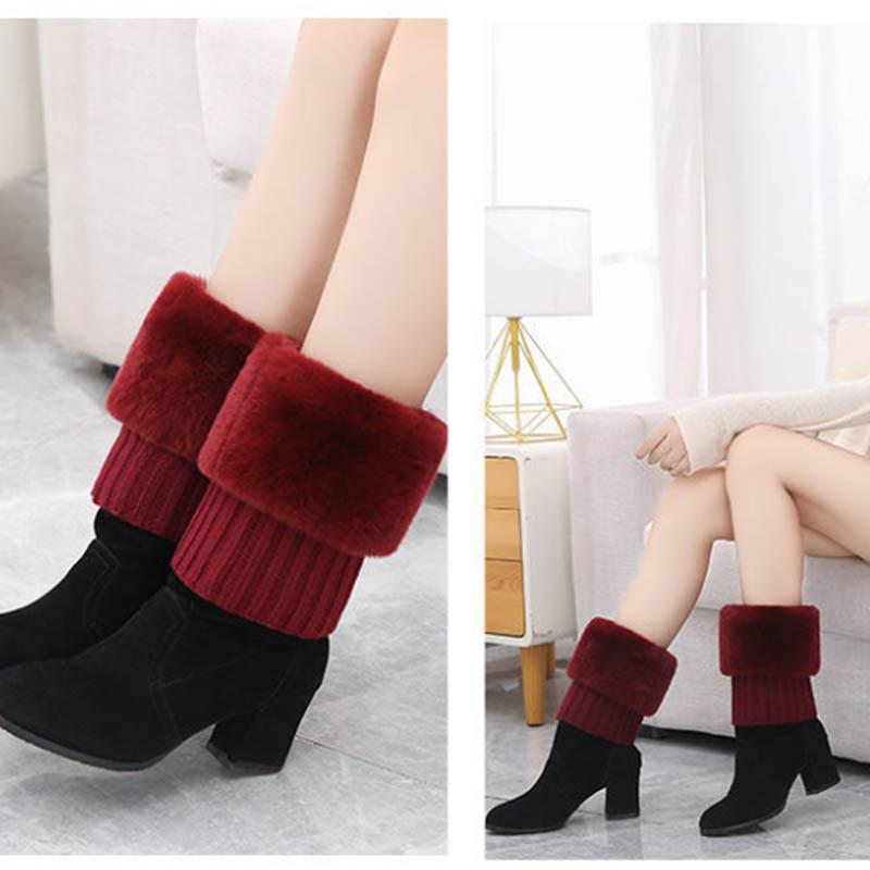 Real Rabbit Furnish Bag Fashion Flipped Legs Set Hundred Peel Socks Set Autumn Winter General Warm Calf Leg Warmers