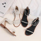 One Word Strap Sandals Women Low-heel Roman Back Zipper Flat Shoes Sweet Style Ladies Sandals Low-heel Sandals Sweet and Cute
