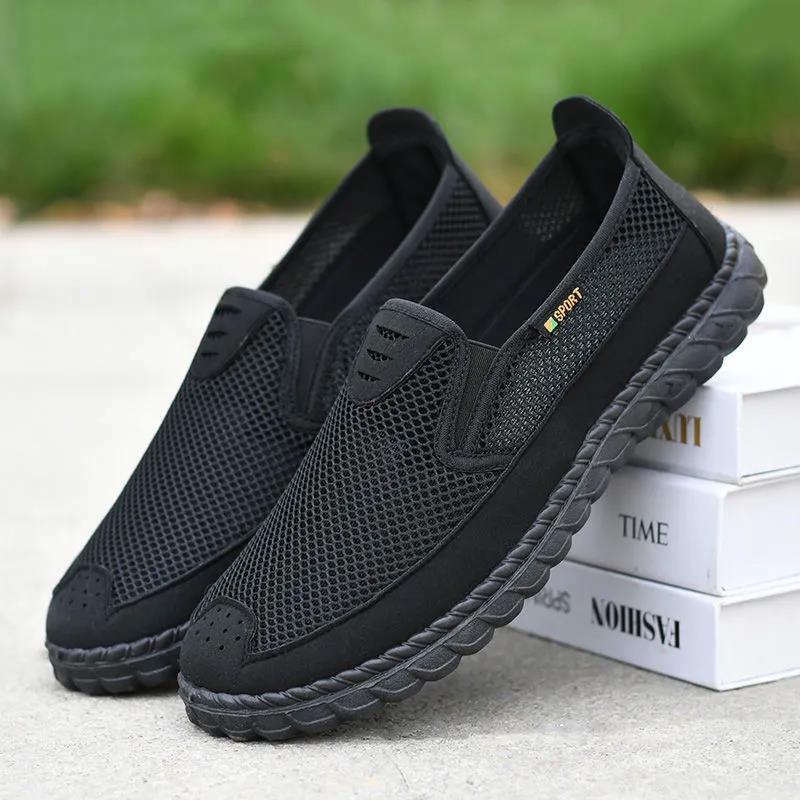 Middle-aged and Elderly Walking Shoes Summer Mesh Breathable Casual Soft Flat Non-slip Casual Men's Shoes
