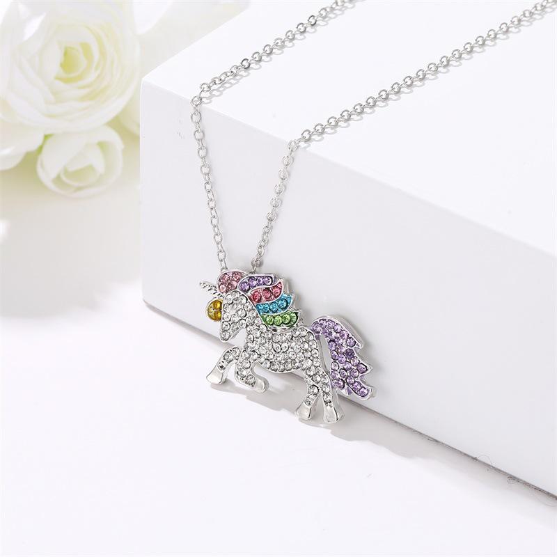 Unicorn Necklace Color Micro-encrusted Pony Necklace