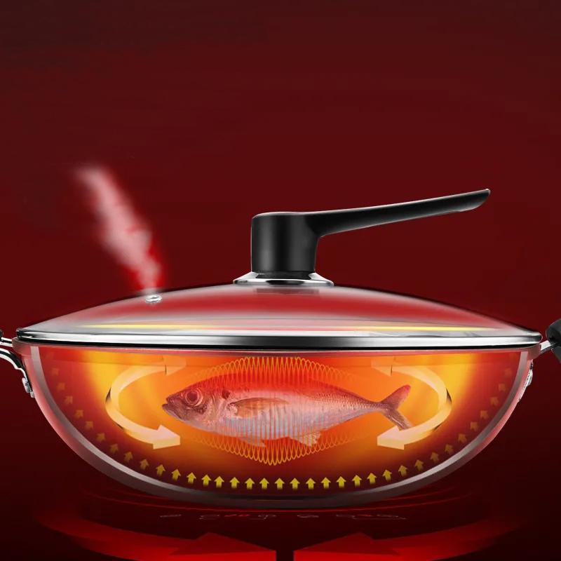 Frying Pan Wok Household Wok Pan with Pancake Non-stick Pan Cookware Family Dinner No Lampblack Frying Pan