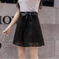 Lace Embroidered Bow Shorts Women Summer Korean Thin Wide-leg Short Pants A-line Bottoms Casual Temperament Shorts High Waist Temperament Short Pants
