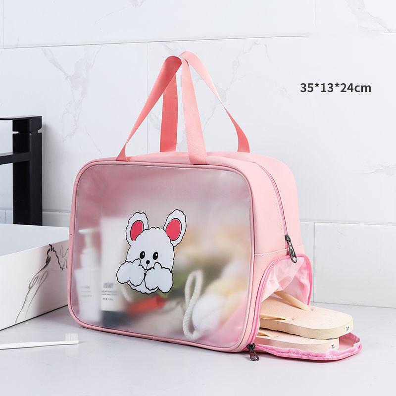 Dry and Wet Separation Toiletry Bag Cosmetic Bag Women Clear Handbag Waterproof for Bathing Swimming Beach Portable Transparent Bag
