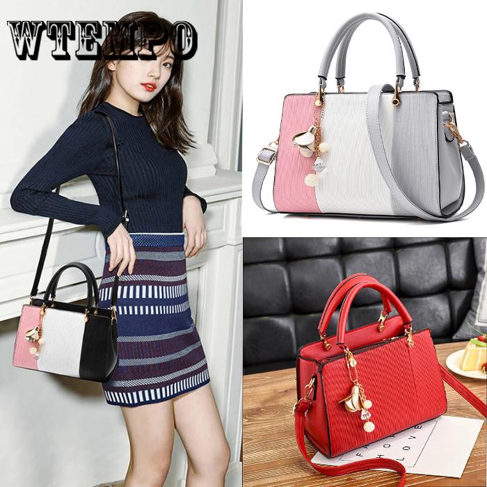 Leather Handbags Women Pendant Tote Top-handle Elegant Shoulder Bag