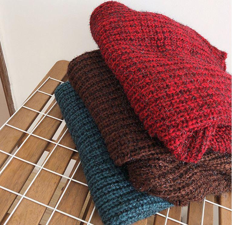 Fashion Loose Crewneck Sweater Bright Silk Knitted Knit Sweater Women's Lazy Wind Long Sleeve Thickened Sweater