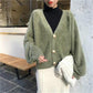 6 Colors Women Faux Mink Cashmere Lazy Loose Sweater Knitted V-neck Cardigan Button Coat