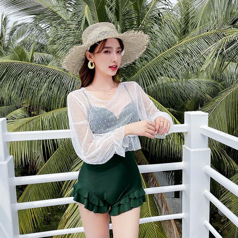 Swimsuit Women's Belly Slimming One-piece Blouse Two-piece Vacation Beach Swimwear Sweet and Cute One-piece Swimsuit