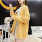 Autumn and Winter Loose Solid Color Coat Double-breasted Button Cardigan Sweater Women Plus Size Pocket Knitwear