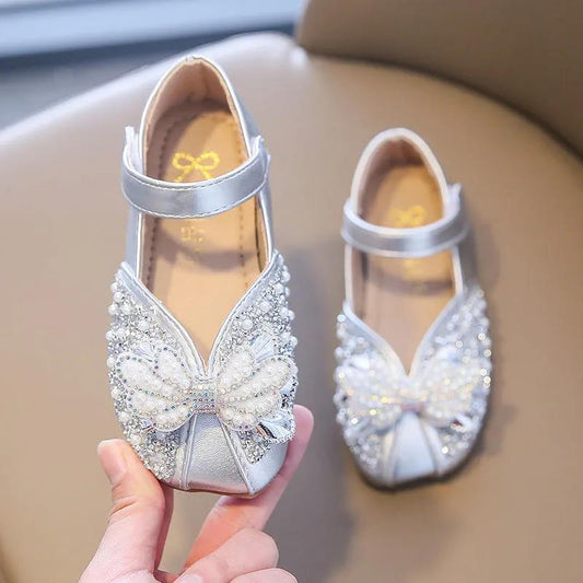 Children Sandals Princess Style Party Shoes for Girls Glitter Wedding Girl Sandals Crystal High Heel Shoes Gold Sandal