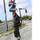 Autumn and Winter Thick Lamb Fur One Motorcycle Leather Jacket Large Size Stand Collar Ladies Cotton Jacket