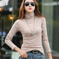 Fashion Women's Pullover Winter High Neck Women's Bottoming Shirt Long-sleeved Solid Color Slim Women's Cotton Top