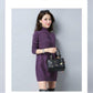 Women Winter Turtleneck Knitwear Dress Top Long Knitted Solid Color Thick Sweater Skirt