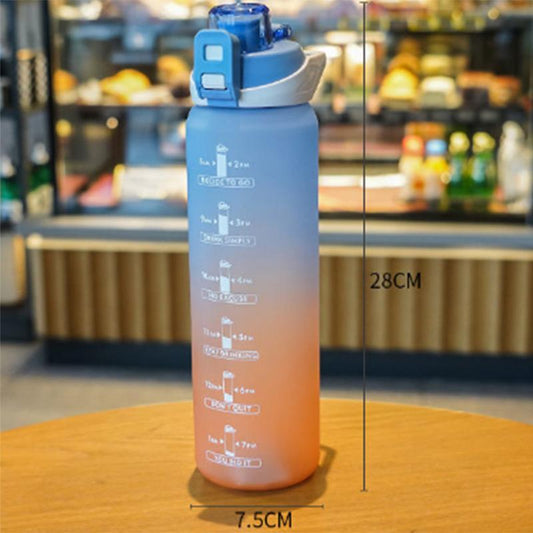 Gradient Color Plastic Water Cup Women's Summer Portable Cover 1000ml Large-capacity Cup Drop-resistant Simple Plastic Cup Men