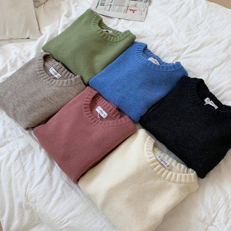Pullover Sweater Women's Round Neck Hedging Loose Long Sleeve Knitted Bottoming Jacket Tide