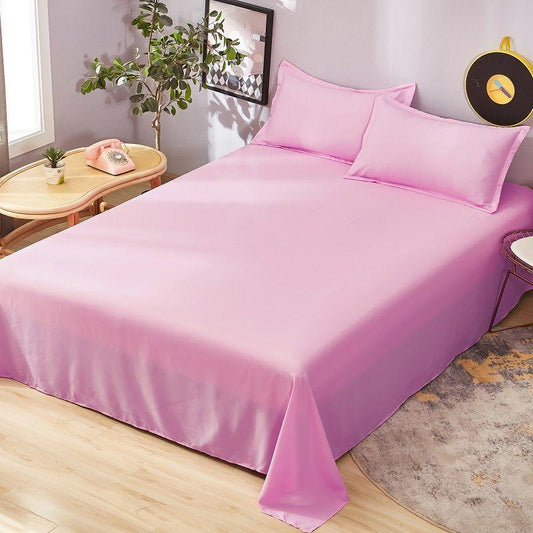 Bedding Solid Color Three-piece Set One-piece Bed Sheet Two Pillowcases Single Double Bed Cotton Cloth Breathable and Mechanically Washable
