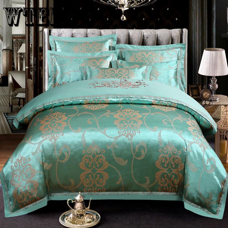 European Bedding Set Jacquard Luxury Stain Bed Set Bed Cover Sheet Queen King Duvet Set Cover