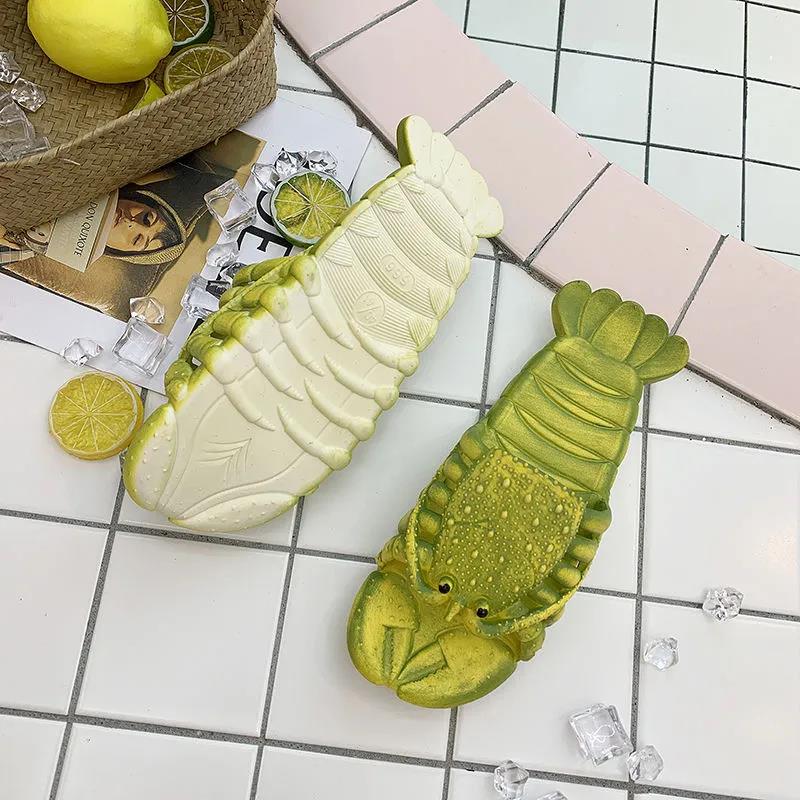 Unisex Beach Slippers Sandals Women Large Size Family Funny Lobster Slippers Girl Summer Shoes