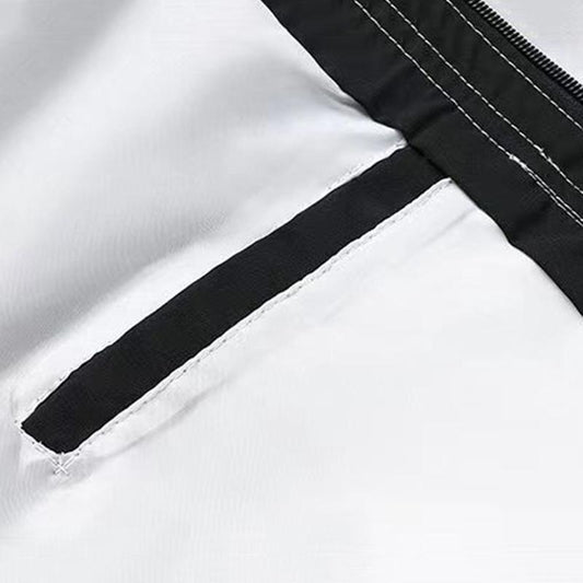 Men's Thin Jacket Temperament Stand-up Collar Baseball Uniform Short Long-sleeved Warm Jacket Stitching Color Handsome Casual Work Clothes
