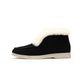 Women's Ankle Boots Mid-tube Flat Snow Boots Winter Warm Shoes Round Toe Suede Wool Blend Short Boots Low Heel Non-slip Solid Slip On Flat Shoes
