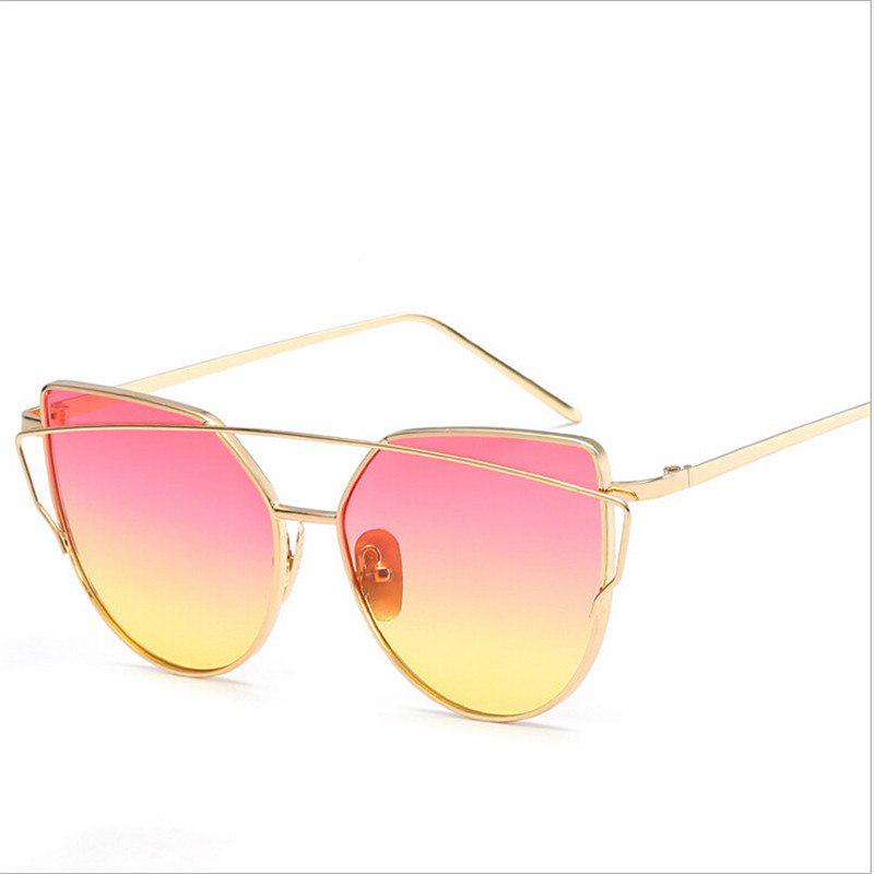 WTEMPO Double Beam Metal Cat Eye Sunglasses Women Oval Colorful Lady Sunglasses 2019 Oval Frame Vint