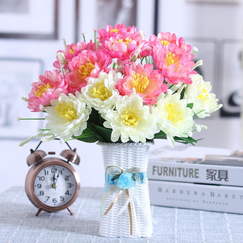 Decorative Fake Flowers Artificial Flowers Little Peony Furnishings Dining Table Coffee Table Decoration Living Room Plastic Bouquet Potted Plants