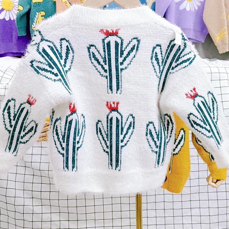 Boys and Girls Sweater Autumn and Winter Thickening Children's Sweater Single-breasted Warm Jacket