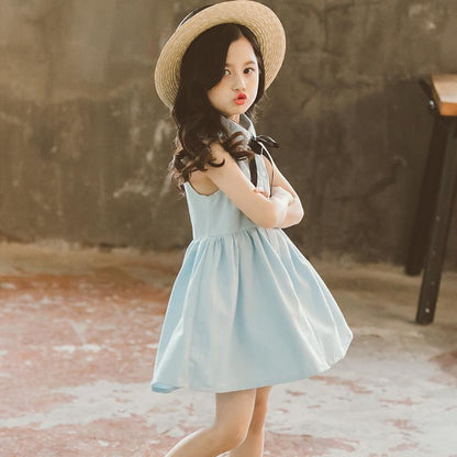 Children's Dress Girls Summer Dress Children's Embroidery Princess Skirt Baby Thin Solid A-line Sleeveless Skirt