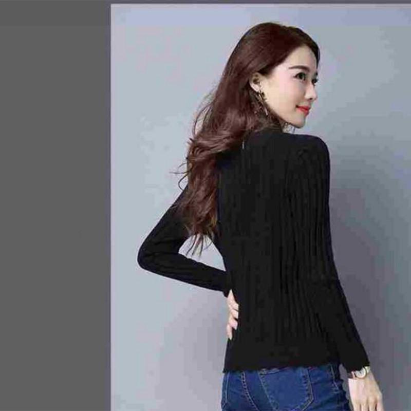 Podilove velvet thick pullover slim long-sleeved half-high collar bottoming shirt women plus