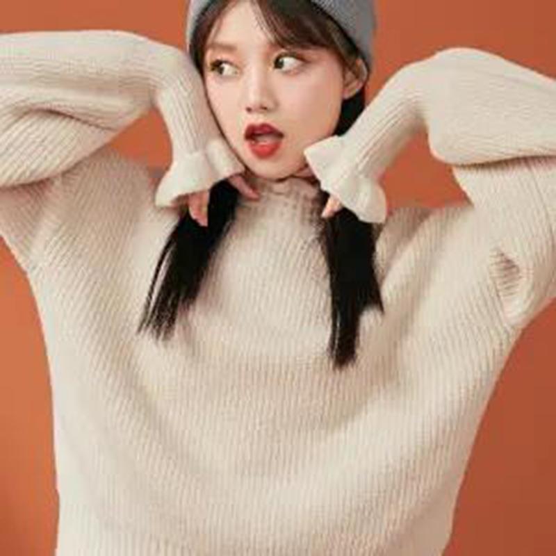Sweater Women's Autumn Winter Outer Wear Knit Sweater Tops Pullover Gentle Style Long-sleeved Bottoming Shirt Women