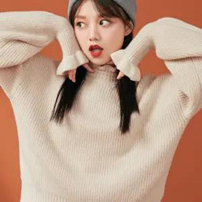 Sweater Women's Autumn Winter Outer Wear Knit Sweater Tops Pullover Gentle Style Long-sleeved Bottoming Shirt Women