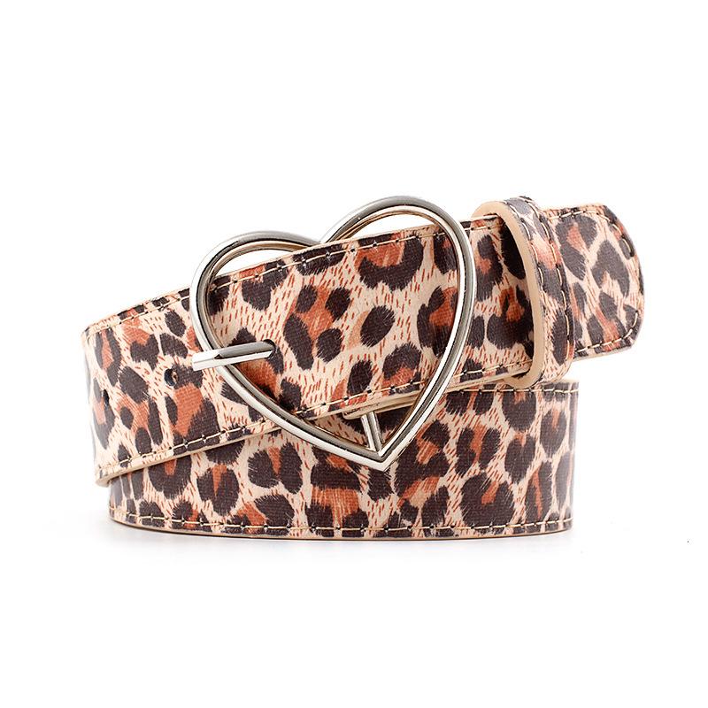 Simple Leopard Belt Lady Casual Wide Belt Square/Round/Heart-shaped