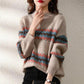 Sweater Women's Pullover Color Striped Knitwear Korean Loose Top Trending Sweater Autumn and Winter Fluffy Lazy Style
