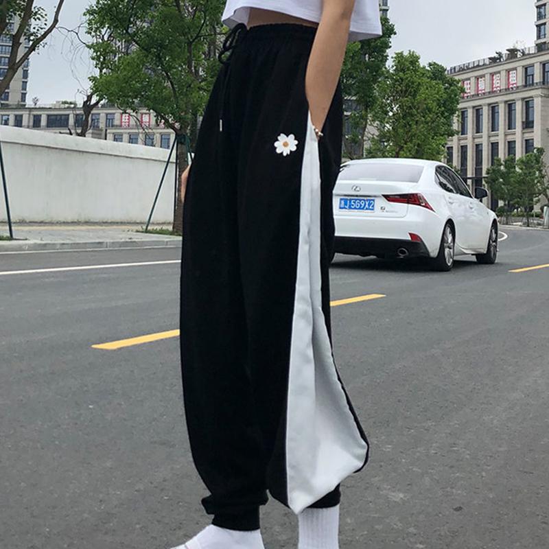 Small Daisy Loose High-waisted Trousers Female Korean Student Wide-leg Leggings Pants Slimming Sports Casual Pants