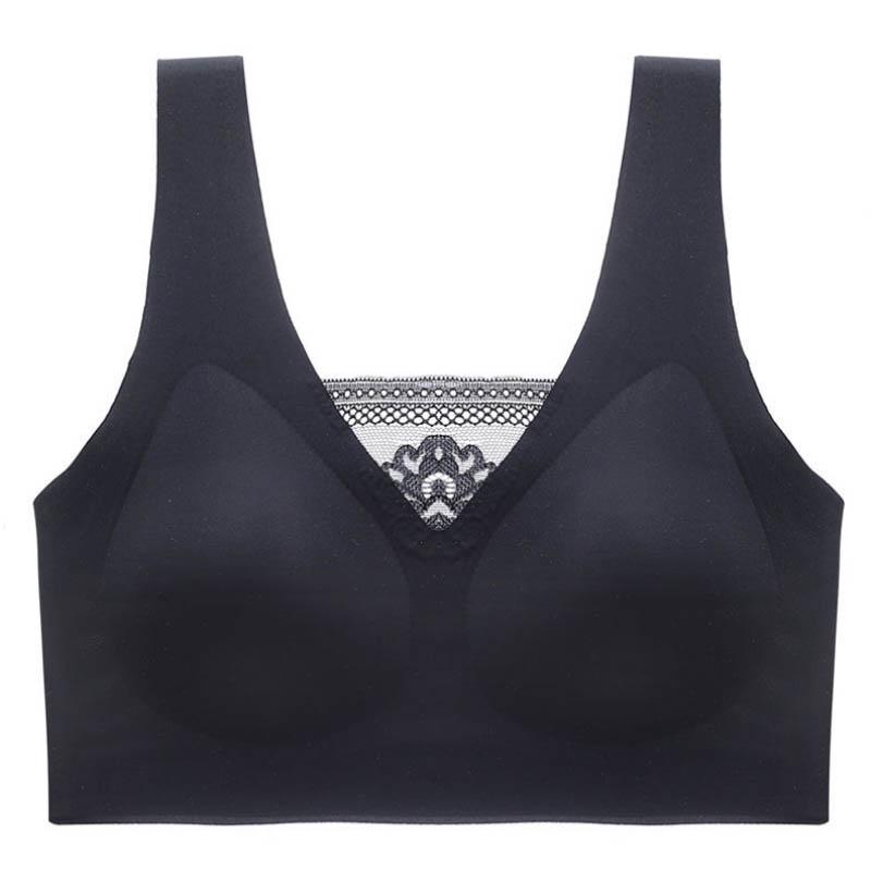 Latex Seamless Underwear Gathers Anti-sagging Breasts Top Support Sexy No Steel Ring Bra Lace Shockproof Comfortable Sports Bra