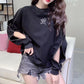 Women's Loose Fashion Sweater Spring and Autumn Hollow Beaded Jacket Off-shoulder Thin Top