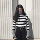 Sweater Women's Turtleneck Knitwear Black and White Striped Pullover Korean Slim Top Trendy Sweater Autumn and Winter Fashion