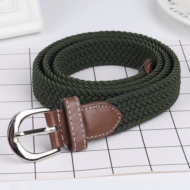Women's Belt Thin Belt Unisex Students Canvas Stretch Wild Woven Elastic Youth Pants Belt