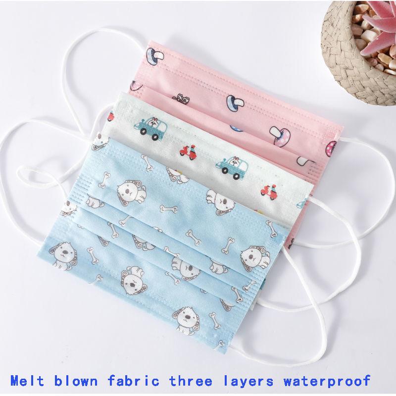 Baby Care Set Cartoon Cute Anti-Dust Mask for Kids Disposable Non-Woven Fabric Masks Random Color