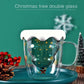 250ML Christmas Mug Creative Glass Mug Christmas Tree Star Cup High Temperature Resistant Mug Double Layer Water Cups Xmas Gifts