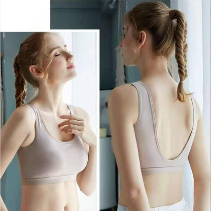 Pure Cotton Beauty Back Big U-shaped Sports Vest Fitness Bra Yoga Underwear Women's No Steel Ring Tube Top Gather Anti-failure Sports Underwear