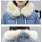 Long Gold Velvet Big Fur Collar Down Cotton Jacket Korean Winter Clothes New Fashion Loose