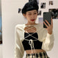 Outer Wear Design Two-wear Strap Backless Knit Sweater Women Leaking Crop Top  Short Knit Jumper