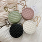 Diamond Lattice Round Bag Metal Chain Pu Leather Messenger Bag Women Outing Trip Large Capacity Crossbody Bags