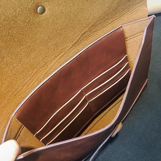 Business Paper Bag Men Versatile Leather Waterproof Stereotype IPAD Handbag Envelope Clutch Bags