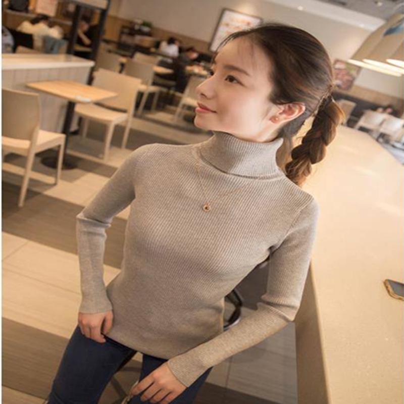 WomenTurtleneck sweater Pullover  long sleeves thick bottoming  slim-fitting Knitted sweater winter