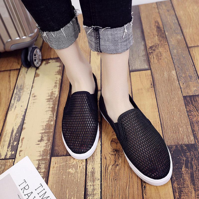 WTEMPO Summer Air White Shoe Surface Female A Pedal Students with Flat Net Movement Leisure Shoes
