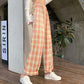 Women Wide Leg Pants  Spring Summer Female High Waist Loose Casual Plaid Chiffon Pant Long Trousers Streetwear Plus Size 4XL