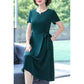 Middle-aged Female Mother Cotton Skirt Summer Dress Short-sleeved Temperament Dress Casual Breathable Perspiration