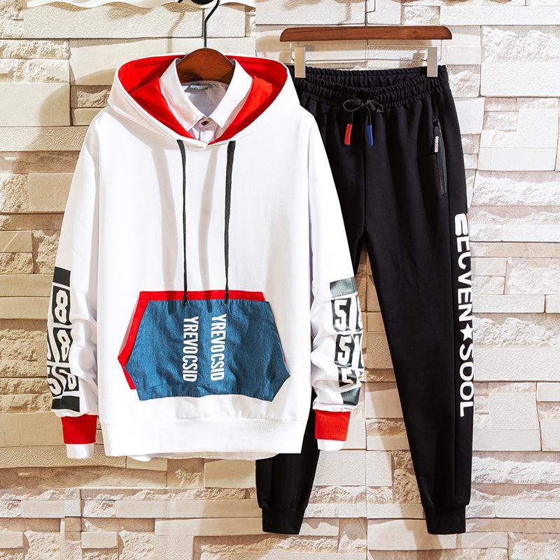 Sweatshirt Set Hoodie Large Size Spring and Autumn Men's Clothing 2pcs set Trend Long Sleeve
